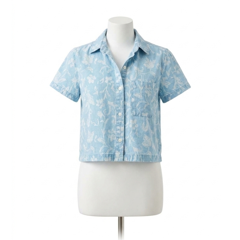 NEW BELLA DAHL short sleeve pocket button down shirt in vintage fleur
